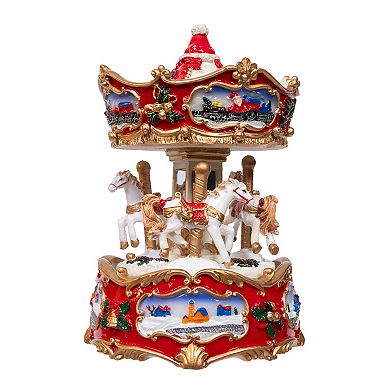 Kurt Adler 7-Inch Wind-Up Musical Carousel Table Decor Piece