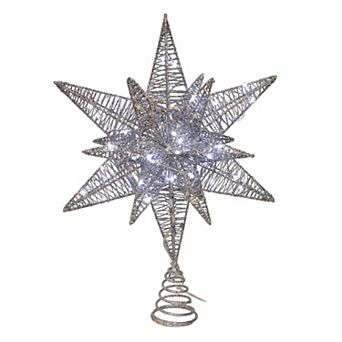 Kurt Adler 15-Inch 80-Light Micro LED Silver Starburst Christmas Tree Topper