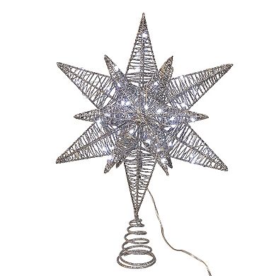 Kurt Adler 15-Inch 80-Light Micro LED Silver Starburst Christmas Tree Topper