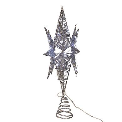 Kurt Adler 15-Inch 80-Light Micro LED Silver Starburst Christmas Tree Topper
