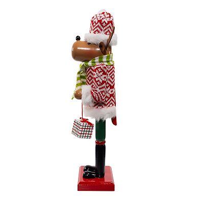 Kurt Adler 15-Inch Wooden Reindeer Nutcracker Figurine Table Decor