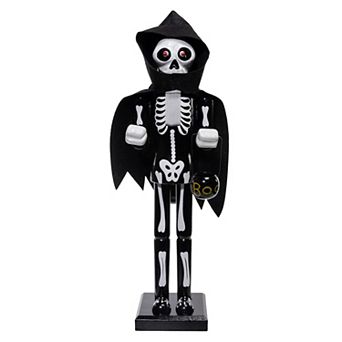Kurt Adler 15-Inch Wooden Halloween Skull Nutcracker Table Decor