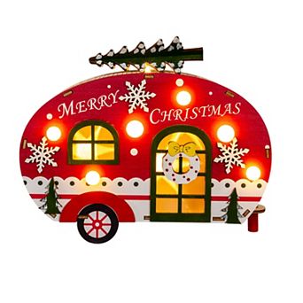 Kurt Adler Battery Operated Lighted Wooden Camper Van Table Decor