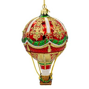 Kurt Adler 6-Inch Bellissimo Glass Hot Air Balloon Christmas Ornament