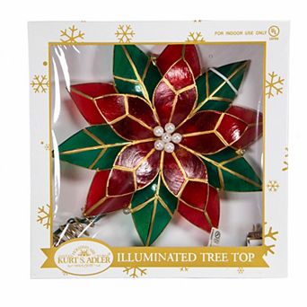 Kurt Adler 9.5-Inch Illuminated Poinsettia Christmas Tree Topper