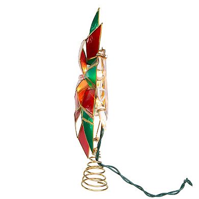 Kurt Adler 9.5-Inch Illuminated Poinsettia Christmas Tree Topper