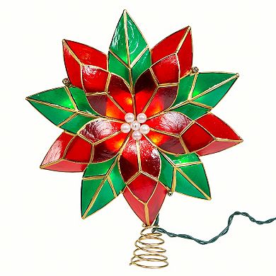 Kurt Adler 9.5-Inch Illuminated Poinsettia Christmas Tree Topper