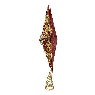 Kurt Adler 16-Inch Unlit Star Christmas Tree Topper with Simulated Pearl Accents