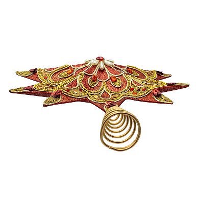 Kurt Adler 16-Inch Unlit Star Christmas Tree Topper with Simulated Pearl Accents