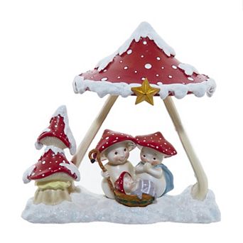 Kurt Adler 7.3-Inch Merry Little Mushroom Nativity Table Decor