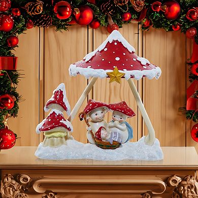 Kurt Adler 7.3-Inch Merry Little Mushroom Nativity Table Decor