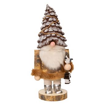 Kurt Adler 10-Inch Wooden Rustic Glamour Gnome Nutcracker Figurine Table Decor