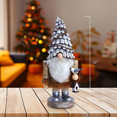 Kurt Adler 10-Inch Wooden Rustic Glamour Gnome Nutcracker Figurine Table Decor
