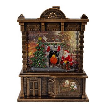 Kurt Adler 5.84-Inch Battery Operated Lighted Santa Fireplace Water Lantern Table Decor