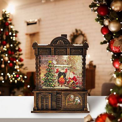 Kurt Adler 5.84-Inch Battery Operated Lighted Santa Fireplace Water Lantern Table Decor