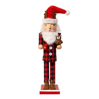 Kurt Adler Nutcracker Figurine Table Decor 15-Inch Santa With Red Pajamas