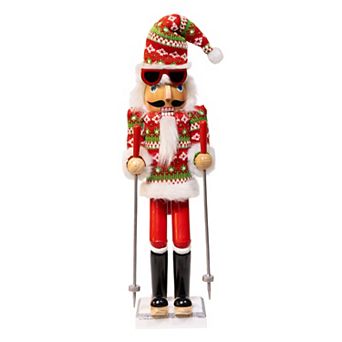 Kurt Adler 15-Inch Ski Santa Nutcracker Figurine Table Decor