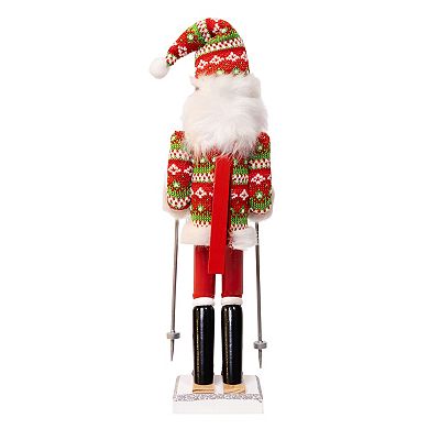 Kurt Adler 15-Inch Ski Santa Nutcracker Figurine Table Decor