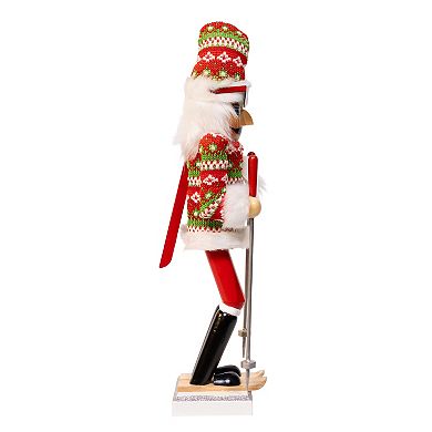 Kurt Adler 15-Inch Ski Santa Nutcracker Figurine Table Decor