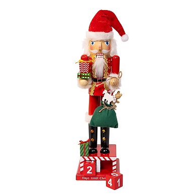 Kurt Adler Wooden 15-Inch Santa Countdown Nutcracker Table Decor