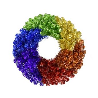 Kurt Adler 24-Inch Un-Lit Foil Rainbow Pride Wreath