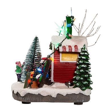 Kurt Adler 4.7-Inch Battery Operated Lighted Christmas Trees Village Shop Table Decor