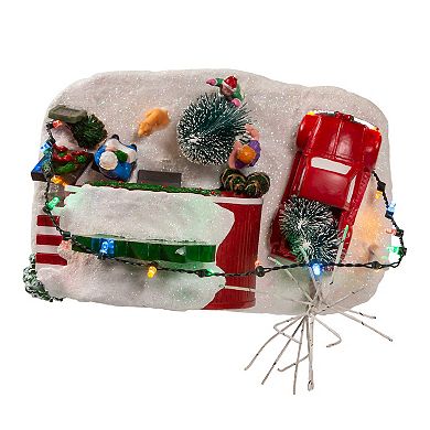 Kurt Adler 4.7-Inch Battery Operated Lighted Christmas Trees Village Shop Table Decor