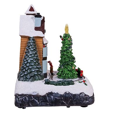Kurt Adler 8.5-Inch Battery Operated Lighted Musical Santa Village Scene Table Decor