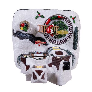 Kurt Adler 8.5-Inch Battery Operated Lighted Musical Santa Village Scene Table Decor