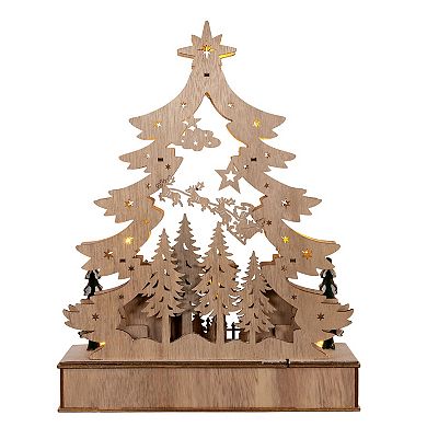Kurt Adler 12.6-Inch Battery Operated Lighted Christmas Tree Village Table Decor