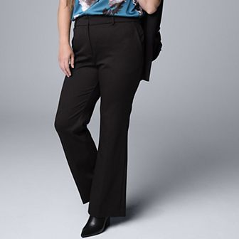 Plus Size Simply Vera Vera Wang Stretch Knit High Rise Slim Straight Pants