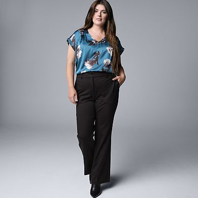 Plus Size Simply Vera Vera Wang Stretch Knit High Rise Slim Straight Pants