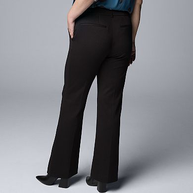 Plus Size Simply Vera Vera Wang Stretch Knit High Rise Slim Straight Pants