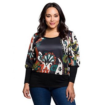 Plus Size 24Seven Comfort Apparel Dolman Sleeve Banded Top