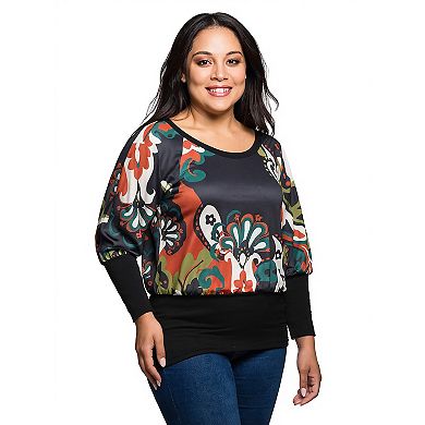 Plus Size 24Seven Comfort Apparel Dolman Sleeve Banded Top
