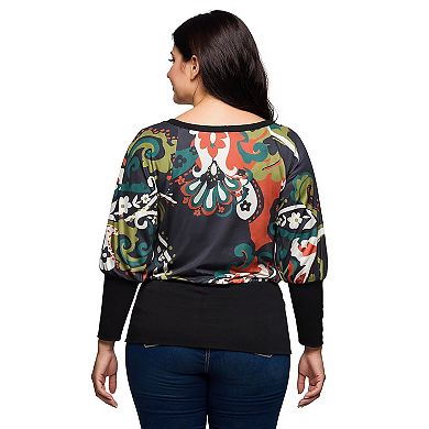 Plus Size 24Seven Comfort Apparel Dolman Sleeve Banded Top