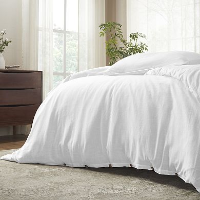 SUPERIOR Chloe 3-pc. Cotton Linen-Texture Solid Duvet Cover & Shams Set