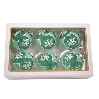 Kurt Adler 80MM Glass Christmas Ornament 6 pc Set