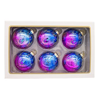 Kurt Adler 80MM Glass Christmas Ornament 6 pc Set