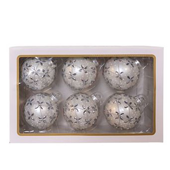 Kurt Adler 80MM Glass Christmas Ornament 6 pc Set