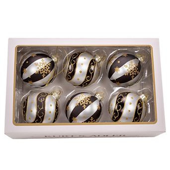 Kurt Adler 80MM Glass Christmas Ornament 6 pc Set