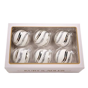 Kurt Adler 80MM Glass Christmas Ornament 6 pc Set