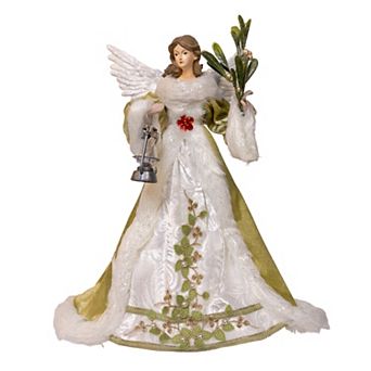 Kurt Adler 16-Inch Mistletoe Kisses Angel Christmas Tree Topper