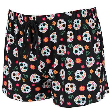 Pillow Talk Women's Day of the Dead Skull Pajama Shorts (2 Pack)