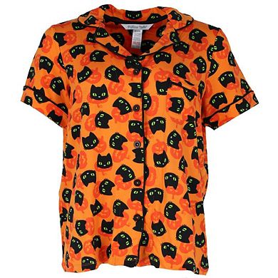 Pillow Talk Women's Lounge Around Black Cat Pajama Set