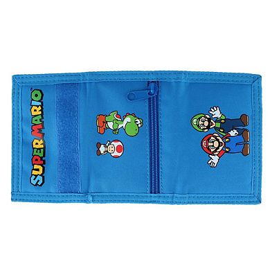 Textiel Trade Kid's Nintendo Super Mario Brothers Tri-Fold Hook and Loop Closure Wallet