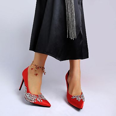 London Rag Ashlyn Women's Rhinestone Embellished Stiletto