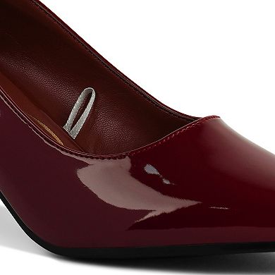 London Rag Zaila Women's Metallic Accent Block Heel Pumps