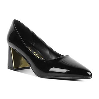 London Rag Zaila Women's Metallic Accent Block Heel Pumps