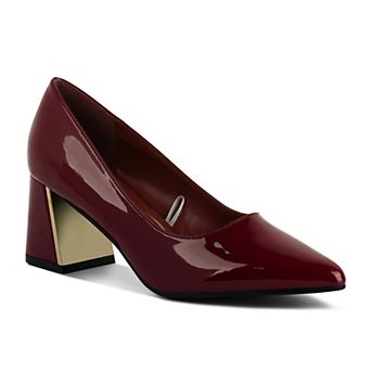 London Rag Zaila Women's Metallic Accent Block Heel Pumps